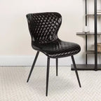 Sedia imbottita contemporanea Emma and Oliver, confezione da 4, in vinile nero