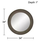 Specchio da parete rotondo in metallo opaco argento, singolo, con cornice scanalata