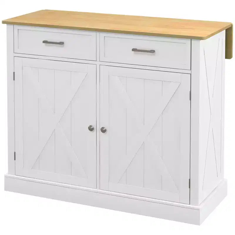Carrello da Cucina con Isola a Rotelle, Stile Rustico Grigio Scuro/Bianco con Ribalta, per 1 Persona