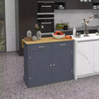 Carrello da Cucina con Isola a Rotelle, Stile Rustico Grigio Scuro/Bianco con Ribalta, per 1 Persona