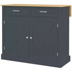 Carrello da Cucina con Isola a Rotelle, Stile Rustico Grigio Scuro/Bianco con Ribalta, per 1 Persona