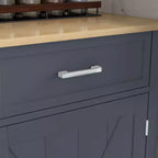 Carrello da Cucina con Isola a Rotelle, Stile Rustico Grigio Scuro/Bianco con Ribalta, per 1 Persona