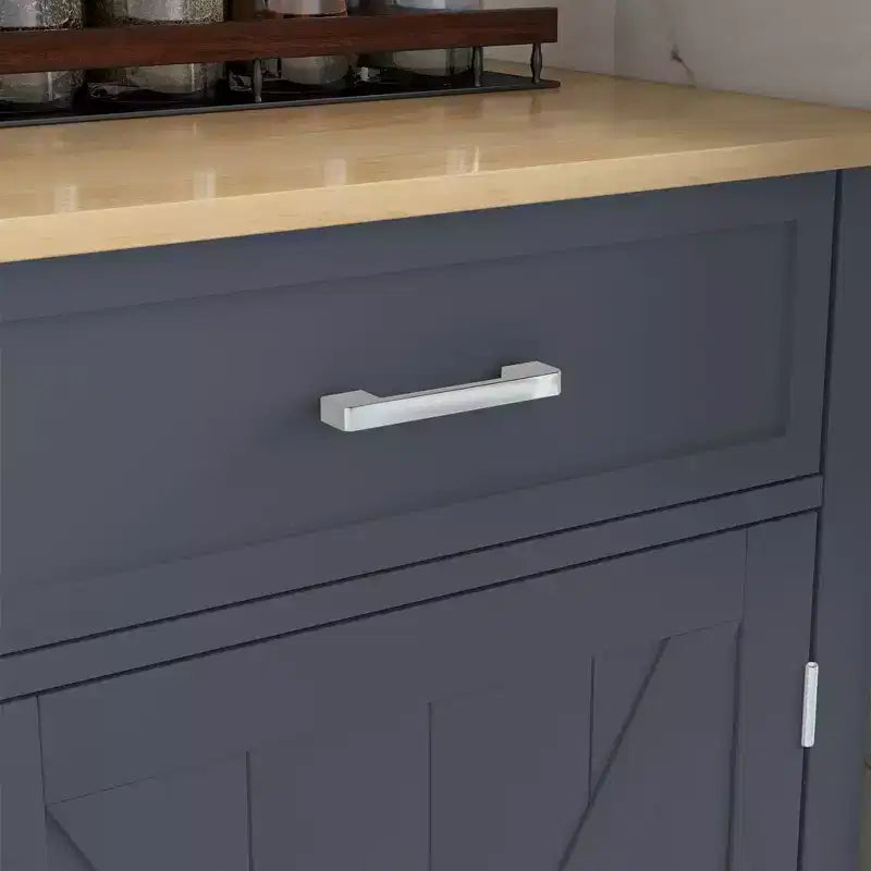 Carrello da Cucina con Isola a Rotelle, Stile Rustico Grigio Scuro/Bianco con Ribalta, per 1 Persona