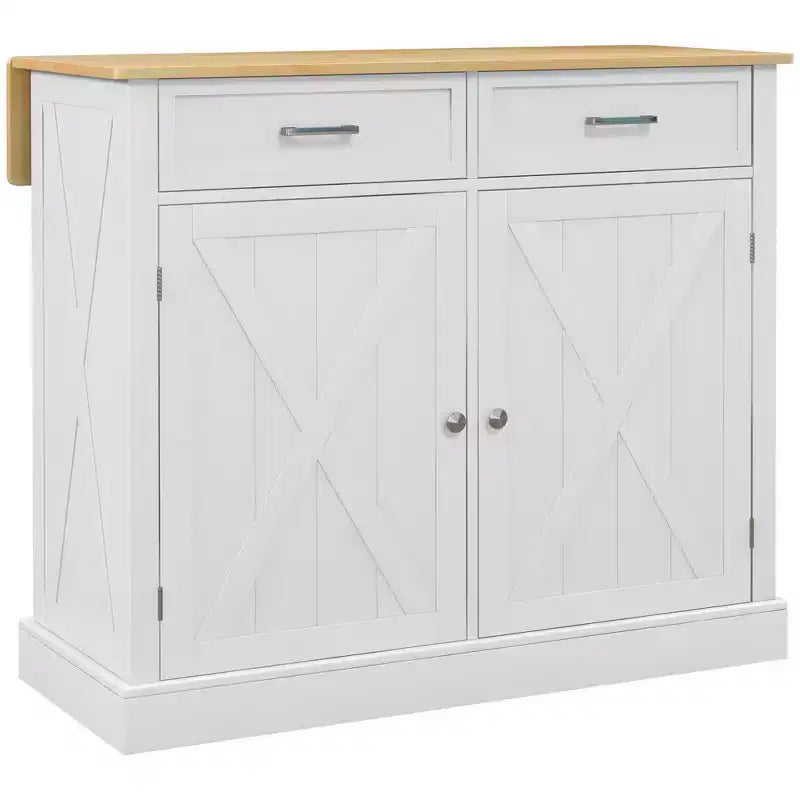 Carrello da Cucina con Isola a Rotelle, Stile Rustico Grigio Scuro/Bianco con Ribalta, per 1 Persona